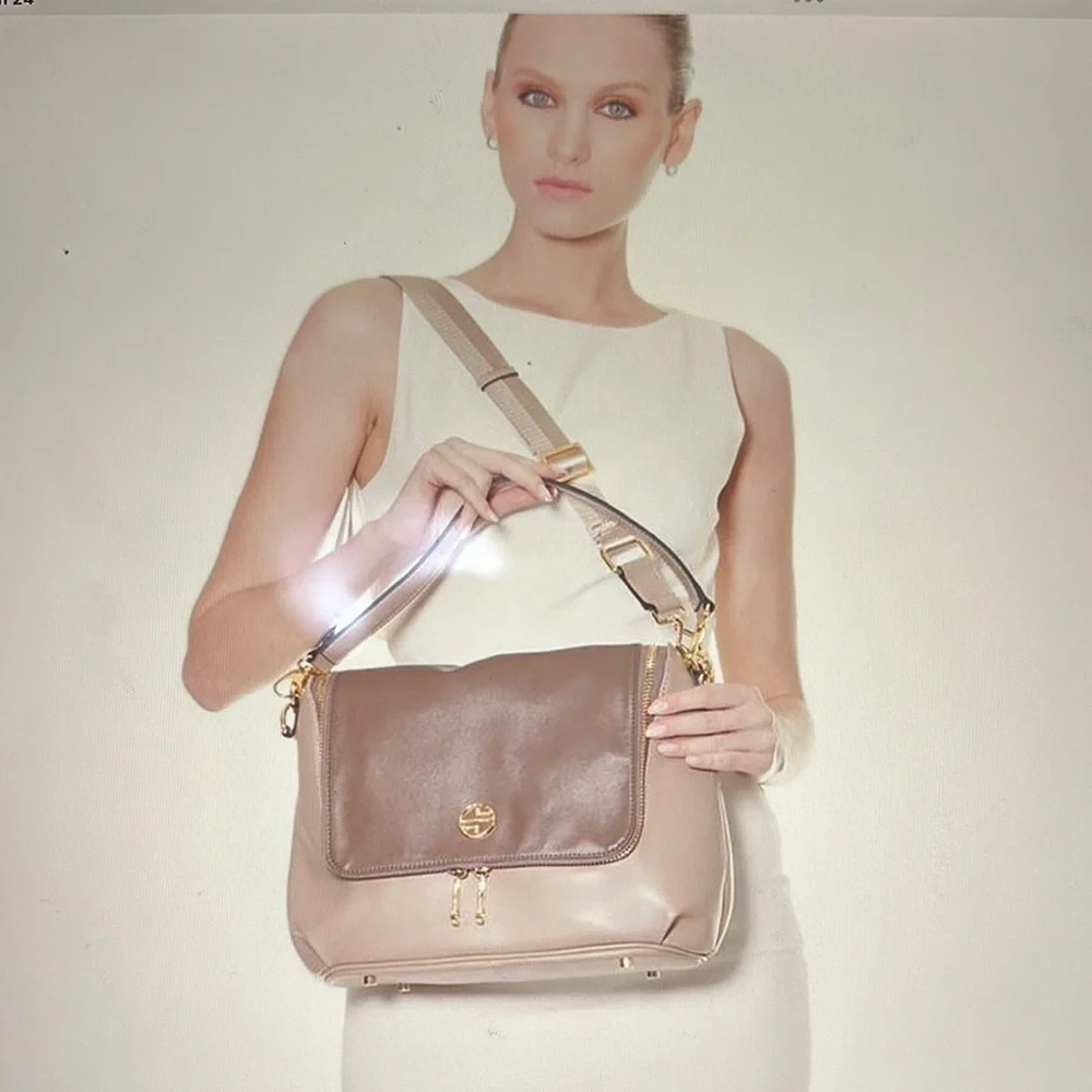 Segolene En Cuir Two Tone Shoulder/Crossbody Bag